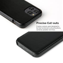 Fierre Shann Business Magnetic Horizontal Flip Genuine Leather Case, For iPhone 12 Pro Max
