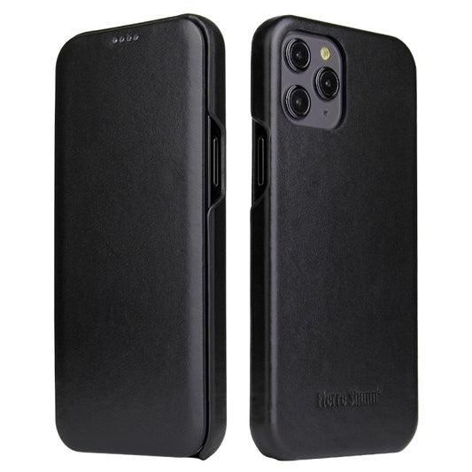 Fierre Shann Business Magnetic Horizontal Flip Genuine Leather Case, For iPhone 12 Pro Max