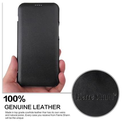 Fierre Shann Business Magnetic Horizontal Flip Genuine Leather Case, For iPhone 12 Pro Max