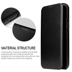 Fierre Shann Business Magnetic Horizontal Flip Genuine Leather Case, For iPhone 12 Pro Max