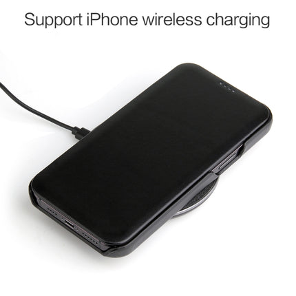 Fierre Shann Business Magnetic Horizontal Flip Genuine Leather Case, For iPhone 12 Pro Max