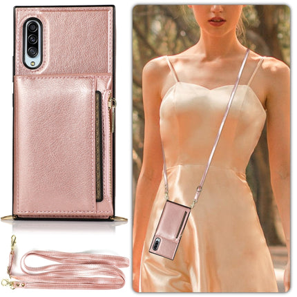 Square Zipper Wallet Bag TPU+PU Back Cover Case with Holder & Card Slots & Wallet & Cross-body Strap