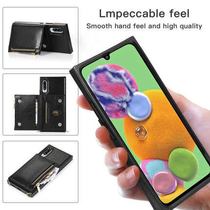 Square Zipper Wallet Bag TPU+PU Back Cover Case with Holder & Card Slots & Wallet & Cross-body Strap