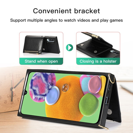 Square Zipper Wallet Bag TPU+PU Back Cover Case with Holder & Card Slots & Wallet & Cross-body Strap