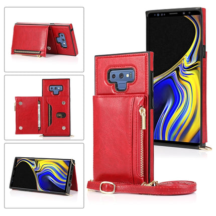 Square Zipper Wallet Bag TPU+PU Back Cover Case with Holder & Card Slots & Wallet & Cross-body Strap