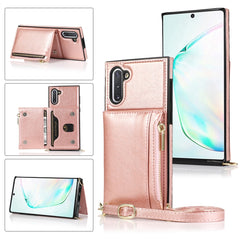 Square Zipper Wallet Bag TPU+PU Back Cover Case with Holder & Card Slots & Wallet & Cross-body Strap