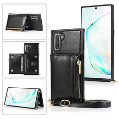 Square Zipper Wallet Bag TPU+PU Back Cover Case with Holder & Card Slots & Wallet & Cross-body Strap