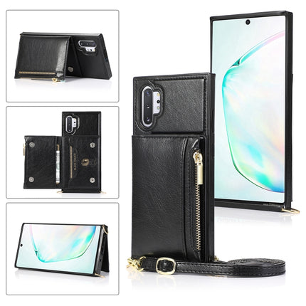 Square Zipper Wallet Bag TPU+PU Back Cover Case with Holder & Card Slots & Wallet & Cross-body Strap