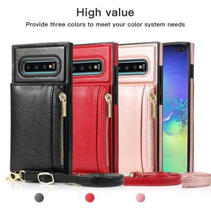 Square Zipper Wallet Bag TPU+PU Back Cover Case with Holder & Card Slots & Wallet & Cross-body Strap