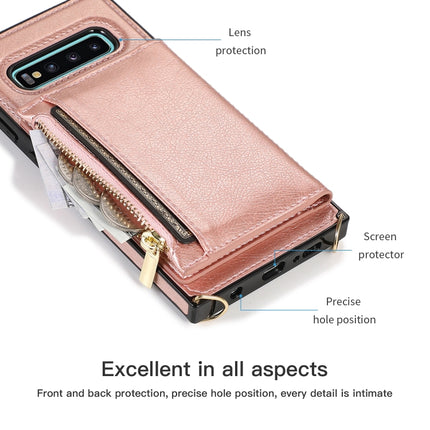 Square Zipper Wallet Bag TPU+PU Back Cover Case with Holder & Card Slots & Wallet & Cross-body Strap