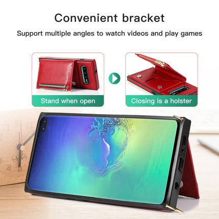 Square Zipper Wallet Bag TPU+PU Back Cover Case with Holder & Card Slots & Wallet & Cross-body Strap