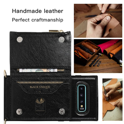 Square Zipper Wallet Bag TPU+PU Back Cover Case with Holder & Card Slots & Wallet & Cross-body Strap