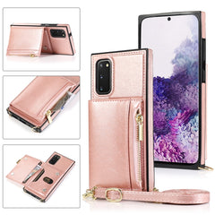 Square Zipper Wallet Bag TPU+PU Back Cover Case with Holder & Card Slots & Wallet & Cross-body Strap