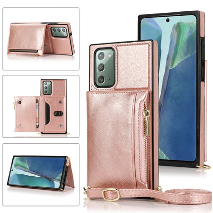 Square Zipper Wallet Bag TPU+PU Back Cover Case with Holder & Card Slots & Wallet & Cross-body Strap