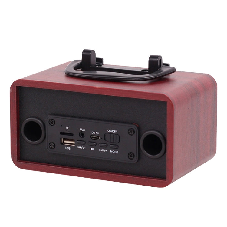 FT-4002 Wooden Wireless Bluetooth Portable Retro Subwoofer Speakers, Support TF card & USB MP3 Playback, Black Wood Grain, Yellow Wood Grain, Red Wood Grain