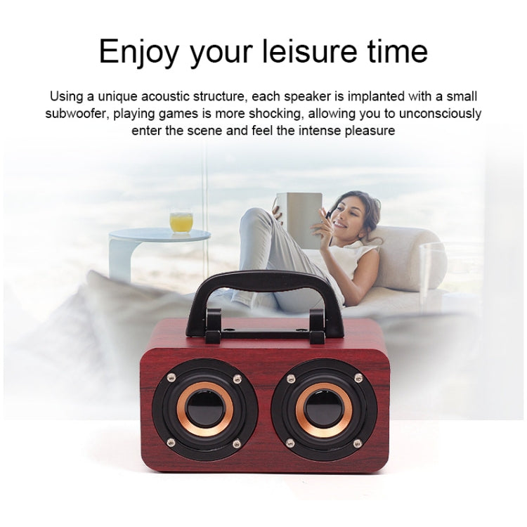 FT-4002 Wooden Wireless Bluetooth Portable Retro Subwoofer Speakers, Support TF card & USB MP3 Playback, Black Wood Grain, Yellow Wood Grain, Red Wood Grain