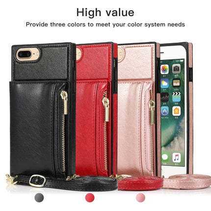 Square Zipper Wallet Bag TPU+PU Back Cover Case with Holder & Card Slots & Wallet & Cross-body Strap, For iPhone 8 Plus / 7 Plus, For iPhone 11, For iPhone 11 Pro, For iPhone 11 Pro Max, For iPhone SE 2022 / SE 2020 / 8 / 7, For iPhone XR��������������...