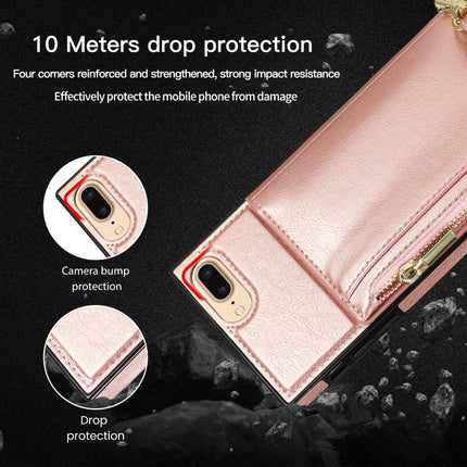 Square Zipper Wallet Bag TPU+PU Back Cover Case with Holder & Card Slots & Wallet & Cross-body Strap, For iPhone 8 Plus / 7 Plus, For iPhone 11, For iPhone 11 Pro, For iPhone 11 Pro Max, For iPhone SE 2022 / SE 2020 / 8 / 7, For iPhone XR��������������...