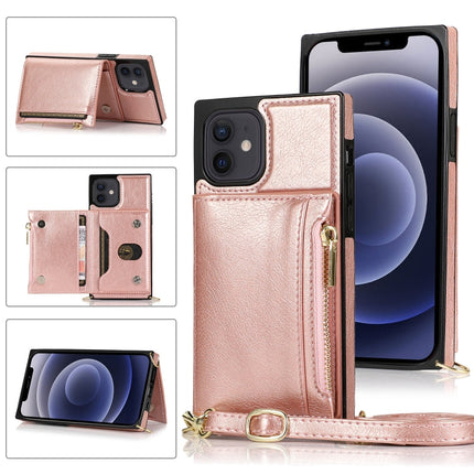 Square Zipper Wallet Bag TPU+PU Back Cover Case with Holder & Card Slots & Wallet & Cross-body Strap, For iPhone 8 Plus / 7 Plus, For iPhone 11, For iPhone 11 Pro, For iPhone 11 Pro Max, For iPhone SE 2022 / SE 2020 / 8 / 7, For iPhone XR��������������...