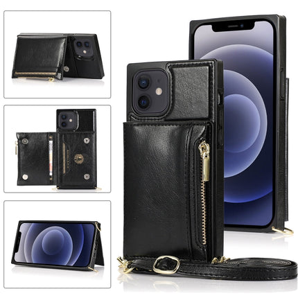 Square Zipper Wallet Bag TPU+PU Back Cover Case with Holder & Card Slots & Wallet & Cross-body Strap, For iPhone 8 Plus / 7 Plus, For iPhone 11, For iPhone 11 Pro, For iPhone 11 Pro Max, For iPhone SE 2022 / SE 2020 / 8 / 7, For iPhone XR��������������...