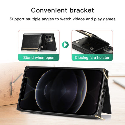 Square Zipper Wallet Bag TPU+PU Back Cover Case with Holder & Card Slots & Wallet & Cross-body Strap, For iPhone 12 Pro Max, For iPhone XS / X, For iPhone XS Max