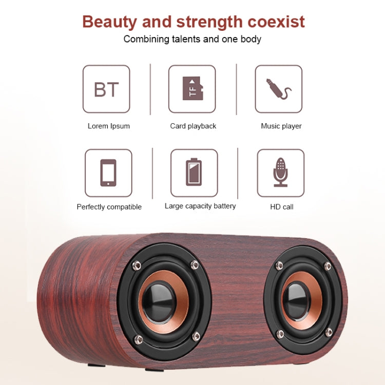 Q8 Bluetooth 4.2 Classic Wooden Double Horns Bluetooth Speaker, Q8(Red Wood Texture), Q8(Walnut Texture)