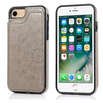 Double Buckle Mandala Pattern PU+TPU Protective Case with Card Slots & Holder & Photo Frame, For iPhone SE 2022 / SE 2020 / 8 / 7, For iPhone 7 Plus / 8 Plus, For iPhone X / XS, For iPhone XR
