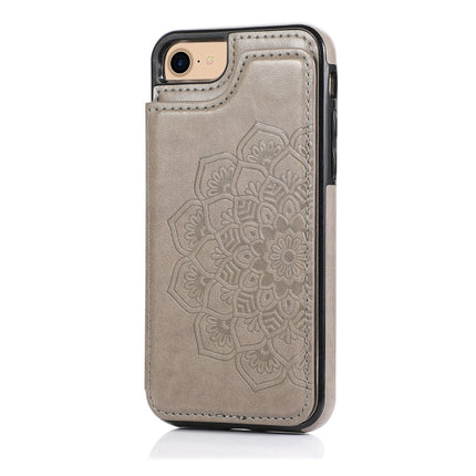 Double Buckle Mandala Pattern PU+TPU Protective Case with Card Slots & Holder & Photo Frame, For iPhone SE 2022 / SE 2020 / 8 / 7, For iPhone 7 Plus / 8 Plus, For iPhone X / XS, For iPhone XR