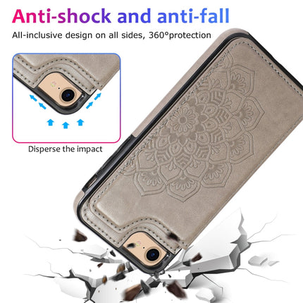 Double Buckle Mandala Pattern PU+TPU Protective Case with Card Slots & Holder & Photo Frame, For iPhone SE 2022 / SE 2020 / 8 / 7, For iPhone 7 Plus / 8 Plus, For iPhone X / XS, For iPhone XR