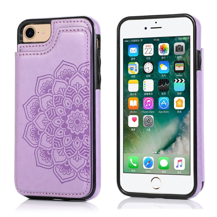 Double Buckle Mandala Pattern PU+TPU Protective Case with Card Slots & Holder & Photo Frame, For iPhone SE 2022 / SE 2020 / 8 / 7, For iPhone 7 Plus / 8 Plus, For iPhone X / XS, For iPhone XR