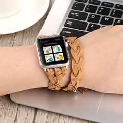 Hand-woven Leather Watchband For Apple Watch Series 6 & SE & 5 & 4 44mm / 3 & 2 & 1 42mm, For Apple Watch Ultra 49mm / Series 8&7 45mm / SE 2&6&SE&5&4 44mm / 3&2&1 42mm, For Apple Watch Series 7 45mm / 6 & SE & 5 & 4 44mm / 3 & 2 & 1 42mm