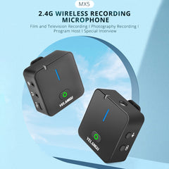 YELANGU MX5 2.4G Live Broadcast Interview Shooting Wireless Recording Microphone