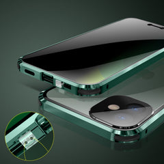 Four-corner Shockproof Anti-peeping Magnetic Metal Frame Double-sided Tempered Glass Case, For iPhone 11 Pro, For iPhone 11, For iPhone 11 Pro Max, For iPhone 12 mini