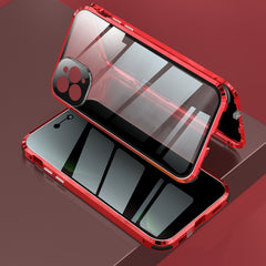 Four-corner Shockproof Anti-peeping Magnetic Metal Frame Double-sided Tempered Glass Case