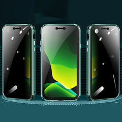 Four-corner Shockproof Anti-peeping Magnetic Metal Frame Double-sided Tempered Glass Case, For iPhone 11 Pro Max, For iPhone 12, For iPhone 11 Pro, For iPhone 12 Pro, For iPhone 12 Pro Max