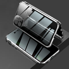 Four-corner Shockproof Anti-peeping Magnetic Metal Frame Double-sided Tempered Glass Case, For iPhone 11 Pro, For iPhone 11, For iPhone 11 Pro Max, For iPhone 12 mini