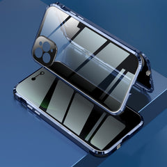 Four-corner Shockproof Anti-peeping Magnetic Metal Frame Double-sided Tempered Glass Case