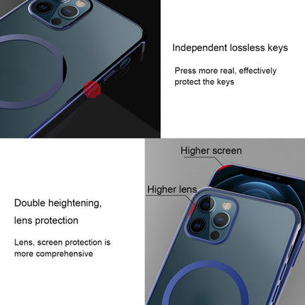 Straight Side Laser Plating Full Coverage Clear TPU Shockproof Magsafe Case, For iPhone 12 Pro Max