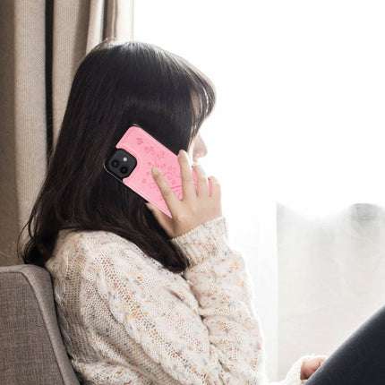 Butterflies Flowers Double Buckle PU + TPU Protective Case with Holder & Card Slots & Photo Frame, For iPhone 12 mini, For iPhone 12 / 12 Pro