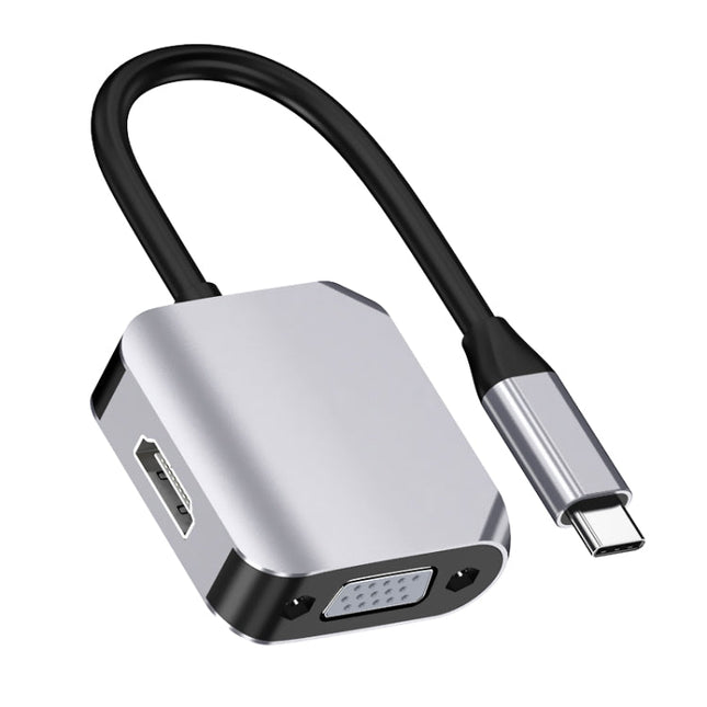HW-6002 2 In 1 Type-C / USB-C to HDMI + VGA Adapter Converter, HW-6002