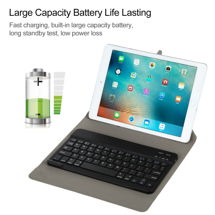 Universal Detachable Bluetooth Keyboard + Leather Case without Touchpad for iPad 9-10 inch, Black Keyboard, White Keyboard