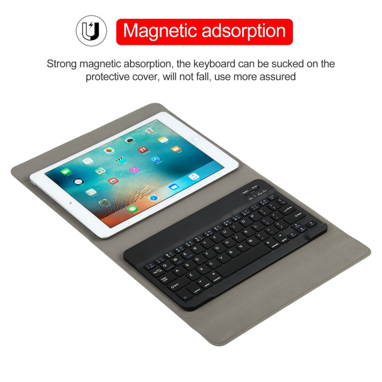 Universal Detachable Bluetooth Keyboard + Leather Case without Touchpad for iPad 9-10 inch, Black Keyboard, White Keyboard