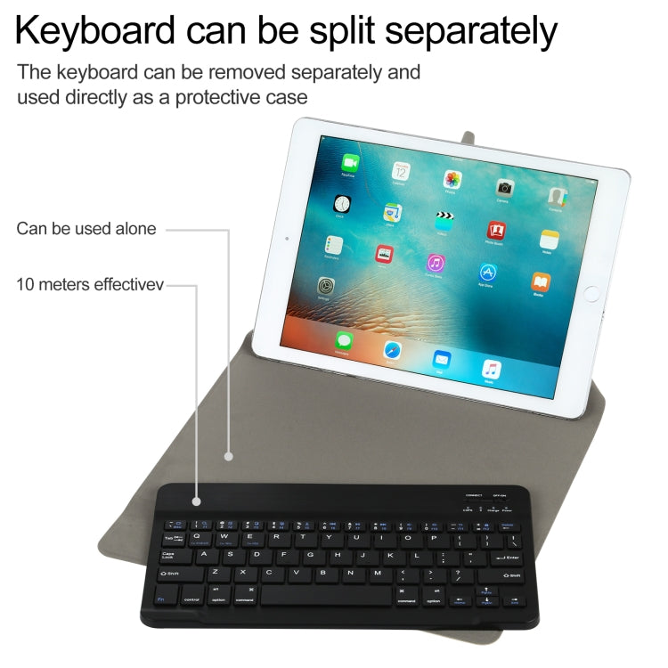 Universal Detachable Bluetooth Keyboard + Leather Case without Touchpad for iPad 9-10 inch, Black Keyboard, White Keyboard