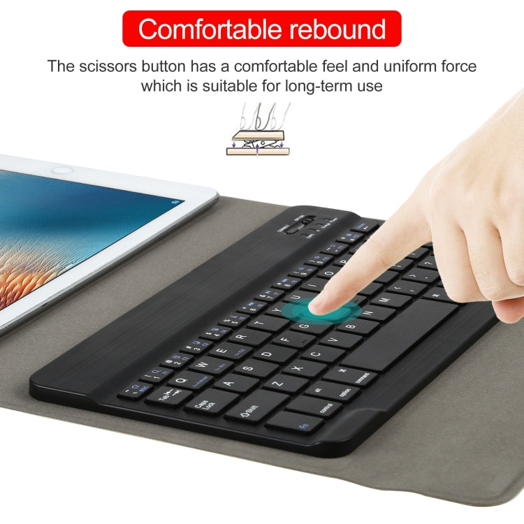 Universal Detachable Bluetooth Keyboard + Leather Case without Touchpad for iPad 9-10 inch, Black Keyboard, White Keyboard