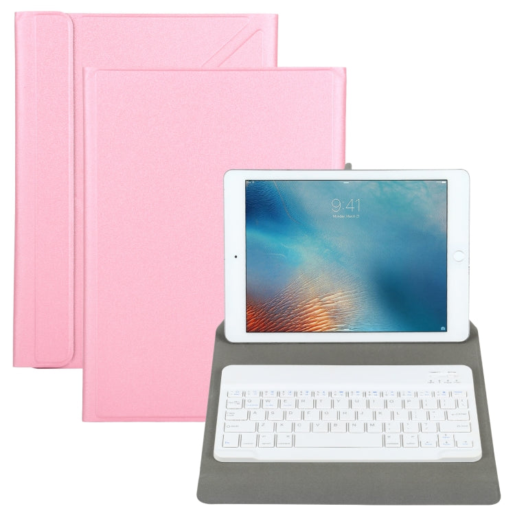 Universal Detachable Bluetooth Keyboard + Leather Case without Touchpad for iPad 9-10 inch, Black Keyboard, White Keyboard