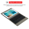 Universal Detachable Bluetooth Keyboard + Leather Case with Touchpad for iPad 9-10 inch, Black Keyboard, White Keyboard