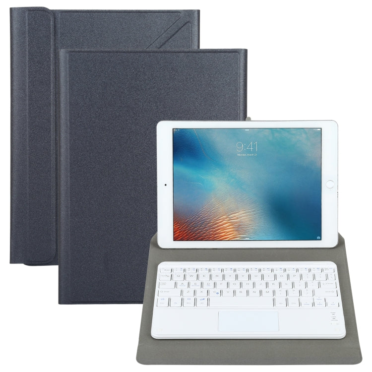 Universal Detachable Bluetooth Keyboard + Leather Case with Touchpad for iPad 9-10 inch, Black Keyboard, White Keyboard