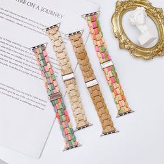 Wooden Bead Woven Watchband For Apple Watch Series 6 & SE & 5 & 4 40mm / 3 & 2 & 1 38mm, For Apple Watch Series 8&7 41mm / SE 2&6&SE&5&4 40mm / 3&2&1 38mm, For Apple Watch Series 7 41mm / 6 & SE & 5 & 4 40mm / 3 & 2 & 1 38mm