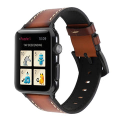 Retro Head-layer Cowhide Genuine Leather Watchband For Apple Watch Series 6 & SE & 5 & 4 40mm / 3 & 2 & 1 38mm, For Apple Watch Series 8&7 41mm / SE 2&6&SE&5&4 40mm / 3&2&1 38mm, For Apple Watch Series 7 41mm / 6 & SE & 5 & 4 40mm / 3 & 2 & 1 38mm