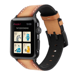 Retro Head-layer Cowhide Genuine Leather Watchband For Apple Watch Series 6 & SE & 5 & 4 40mm / 3 & 2 & 1 38mm, For Apple Watch Series 8&7 41mm / SE 2&6&SE&5&4 40mm / 3&2&1 38mm, For Apple Watch Series 7 41mm / 6 & SE & 5 & 4 40mm / 3 & 2 & 1 38mm